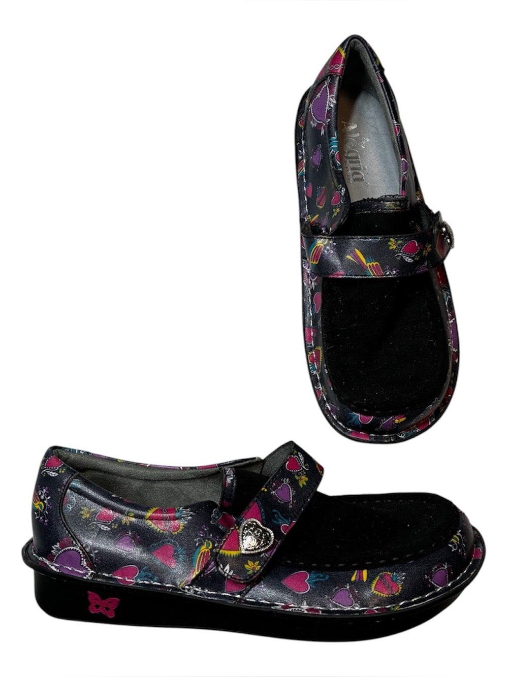 Alegria Marie Frida Heart Suede Slip On Clog Shoes Size 39 EU 9US